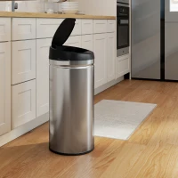 HOMCOM 42 Liter Sensorafvalemmer met Soft-Close-functie, contactloze afvalemmer van roestvrij staal voor hygiënische keukens(m-8)