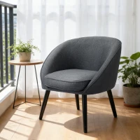 HOMCOM eetkamerstoel woonkamer stoel bureaustoel gestoffeerde stoel modern polyester hout grijs 71 x 65 x 75 cm(m-7)
