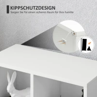 HOMCOM 2-Laags Boekenrek, 5 Vakken, Spaanplaat, Opbergrek, Wit(m-6)