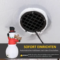 Outsunny Opblaasbare sneeuwpop van 180 cm met kerstversiering met bord en led-verlichting(m-4)