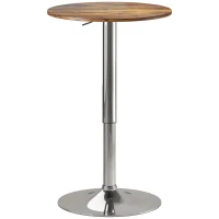 HOMCOM Table de Bar Table Bistro Mange-debout Hauteur réglable 67-93 cm Plateau pivotant 360° marron(m-1)