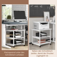 HOMCOM Printerstandaard met Wielen, Driedelige Printerhouder Staal, 50 x 50 x 52,5 cm(m-6)