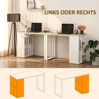 HOMCOM Compacte Computertafel, Moderne Bureautafel met Opbergvakken voor Kleine Ruimtes, 100 x 54 x 75 cm, Wit(m-5)