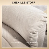 HOMCOM Powerlift Stoel, Massagstoel met Verwarmingsfunctie, Gepolsterde Stoel met Voetsteun, Zijvak, Stoffen Bekleding, Beige(m-9)