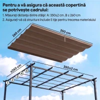 Outsunny Acoperiș pentru pergolă gazebo 4x3 m din poliester respirabil, culoare cafeniu, cu 10 orificii de drenaj(m-10)