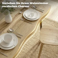 HOMCOM Esstisch für 4 Personen, 110 cm Nordischer Rechteckiger Küchentisch mit Stahlbeinen für Wohnzimmer und Esszimmer, Eiche(m-5)
