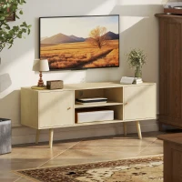 HOMCOM Comodă TV pentru Televizoare de Până la 55", cu 2 Dulapuri și 2 Rafturi, Culoare Lemn(m-9)