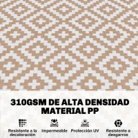 Outsunny Alfombra de Exterior Reversible 182x274 cm con Patrón Geométrico Acabado Impermeable Café y Blanco(m-4)