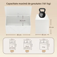 HOMCOM Comodă cu Capacitate de Încărcare de 136 kg, 80x40x45cm, Alb(m-3)