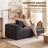 HOMCOM Sofá de 2 Plazas de Chenilla con 2 Almohadas Asiento con Muelles No Requiere Montaje 71,5x91,5x83 cm Gris Oscuro(m-5)