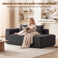 HOMCOM Sofá de 2 Lugares em Chenille com 2 Almofadas Assento com Molas sem Montagem 171,5x91,5x83 cm Cinza Escuro(m-7)