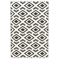 Outsunny Outdoor Teppich robuster Wetterfest Outdoorteppich mit Tragtasche, faltbar Carpet Boho-Style 182 x 274 cm Schwarz+Weiß(m-11)