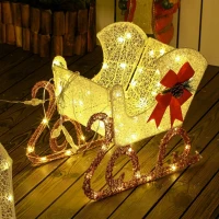 Outsunny Ren de Crăciun Iluminat Con Slitta Con 170 Led, Alb E Roșu(m-7)
