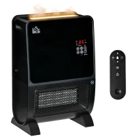 HOMCOM 2 in 1 luchtverhitter met afstandsbediening luchtbevochtiger keramisch LED licht bevochtigingsfunctie 8-uurs timer kachel verwarming 2000W ABS zwart 33 x 21 x 49.5 cm(m-1)