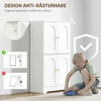HOMCOM Comodă Bucătărie cu 2 Dulapuri, 4 Uși, 2 Rafturi Reglabile, Alb(m-7)