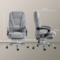 Vinsetto Ergonomische Bureaustoel met Massagefunctie, Voetsteun, Draaibaar, Verrijdbaar, Grijs(m-3)