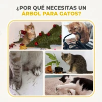 PawHut Barril Rascador para Gatos de 3 Niveles Altura 79 cm Tonel de Escalada con Cama Cubierto de Sisal Caqui y Café(m-7)