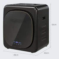 HOMCOM Wasdroger met UV-Desinfectie, Compact Ontwerp, 4 kg Capaciteit, Roestvrijstaal, Zwart(m-3)