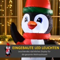 HOMCOM opblaasbare kerstpinguïn 1,6 m kerstdecoratie met lichtjes verlichting Kerstmis feestdecoratie automatisch opblazen weerbestendig polyesterstof veelkleurig 79 x 67 x 155 cm(m-4)