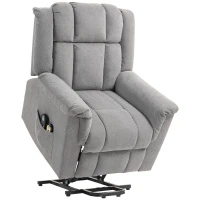 HOMCOM Powerlift-stoel, Massagestoel met Verwarmingsfunctie, Polsterstoel met Voetsteun, Zijvak, Stofbekleding, Donkergrijs(m-1)