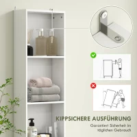 HOMCOM Hoge Badkamerkast, Smal Ontwerp, Lade, Schappen, Kast, Spaanplaat, Wit(m-6)