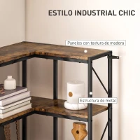HOMCOM Estantería de Esquina de 7 Niveles Estantería Industrial para Dormitorio Salón Estudio 60x60x198 cm Marrón Rústico(m-5)