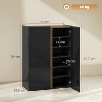 HOMCOM Schuhschrank mit leiser Sicherheitsöffnung, 6 Ebenen, grifflose Design, Hochglanz Schwarz(m-3)