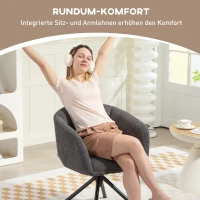 HOMCOM Fauteuil, Beklede stoel met comfortabele zitting, draaibaar, zachte bekleding, tot 120 kg, Donkergrijs(m-5)
