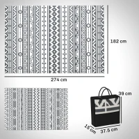 Outsunny Covor de Exterior Reversibil cu Model Geometric și Geantă Inclusă, 182x274 cm, Gri și Alb(m-3)