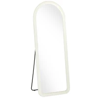 HOMCOM Espelho de Corpo Inteiro 160x60 cm com Moldura em Arco Aveludada, de Pé, Apoiado ou de Parede, Creme(m-1)