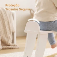 HOMCOM Cavalinho de Baloiço para Crianças 1-3 Anos com Base em Madeira e Encosto de Segurança Branco(m-7)