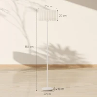 HOMCOM Vloerlamp in retro stijl, kunststof lampenkap, voetschakelaar, metalen staaf, Wit(m-3)