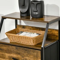 HOMCOM Opbergkast met Stoffen Laden, MDF Planken, Stalen Frame, Rustiek Bruin(m-8)