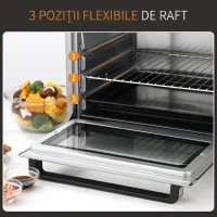 HOMCOM Mini Cuptor Electric 32L – Temperatură Reglabilă, Cronometru, 3 Moduri de Gătit(m-5)