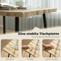 HOMCOM Eettafel voor 4 Personen, 110 cm Noordse Rechthoekige Keukentafel met Stalen Poten voor Woonkamer en Eetkamer, Eik(m-6)