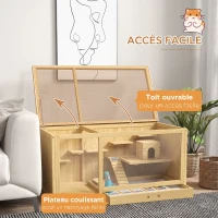 PawHut Cage Hamster Habitat pour Rongeurs Souris Plusieurs Niveaux Plateformes Échelle Balançoires 100 x 50 x 50 cm Naturel(m-5)