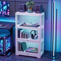 HOMCOM Vitrina Expositora para Colecciones de 3 Niveles con Puertas Abatibles de Acrílico para Figuras 59x30x106 cm Blanco(m-7)