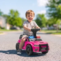 AIYAPLAY Coche Correpasillos de Policía para Niños de 18-36 Meses con Luz Música y Espacio de Almacenaje 65x29,5x36 cm Rosa(m-10)