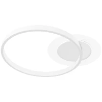 HOMCOM Plafondlamp, Plafondverlichting met Twee-Ring-Design, Rond 50 x 40 x 7,4 cm, Wit(m-1)