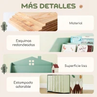 AIYAPLAY Estante Infantil para Brinquedos com Gavetas de Tecido Prateleiras Abertas Design de Ursinhos Organizador de Brinquedos Verde(m-7)