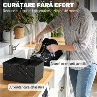 HOMCOM Trusă Machiaj Profesională, 4 Compartimente Interioare Detașabile, Curea și Mâner, 27,5x19,5x24,5 cm, Negru(m-6)