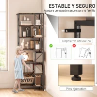 HOMCOM Estantería de Esquina de 7 Niveles Estantería Industrial para Dormitorio Salón Estudio 60x60x198 cm Marrón Rústico(m-6)