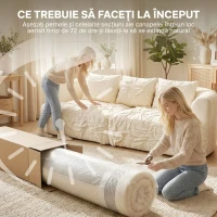 HOMCOM Canapea 3 Locuri Modulară 260cm Fără Structură cu Șezut Generos, Pernă Groasă, 3 Perne, din Catifea, Crem(m-7)