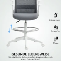 HOMCOM Bureaustoel, draaibaar, verrijdbaar, netrug, schuimkussen, Grijs(m-4)