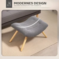 HOMCOM Moderne Voetbank met Fleece-bekleding en Houten poten, Gepolsterd, Voor Woonkamer, Slaapkamer, Hal, Donkergrijs(m-4)
