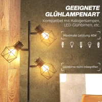 HOMCOM 3-Licht Vloerlamp met Flexibele Verlichtingselementen, Boomachtige Structuur, voor Woonkamer en Slaapkamer, Metaal, Zwart(m-6)