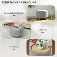 HOMCOM Kruk Gepolsterde Kruk, Teddyfleece, Verborgen Opbergruimte, Omkeerbaar Deksel, 56 cm x 56 cm x 42 cm, Grijs(m-7)