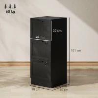 HOMCOM Mueble Archivador con 3 Cajones Cajonera para Escritorio con Cerraduras Carpetas para A4 y Carta 40x40x101 cm Negro(m-3)