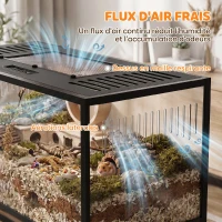 PawHut Cage Hamster Habitat Rongeur Vue Panoramique 360° Structure Robuste en Métal Espace Étanche Profond 100x50x52,5 cm Noir(m-7)