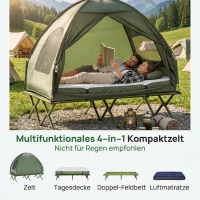 Outsunny Campingzelt-Set für 2 Personen mit Feldbett und Luftmatratze Grün(m-4)